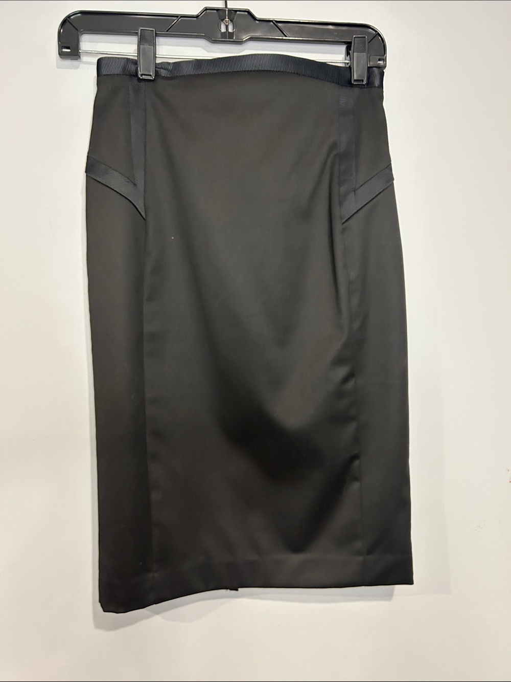 Express Black Satin-Trim Pencil Skirt